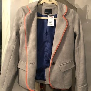 Cynthia Rowley Grey Sweatshirt Blazer w Coral Trim